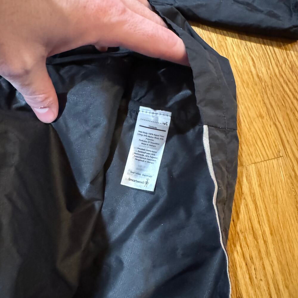 Smartwool Windbreaker Mens XL Black Hooded Lightweight Full Zip Jacket Gorpcore - Picture 4 of 6